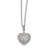 Sophia Jewelers 925 Sterling Silver Heart Necklace with CZ Embers - 18